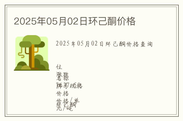 2025年05月02日環(huán)己酮價(jià)格