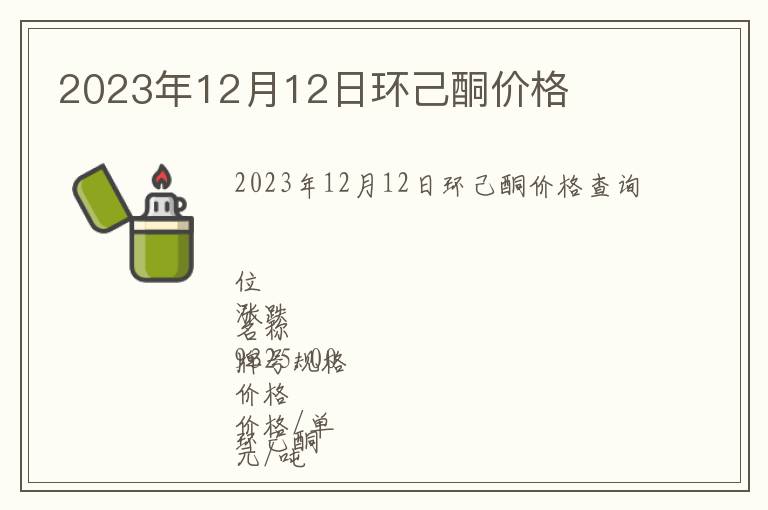 2023年12月12日環己酮價格