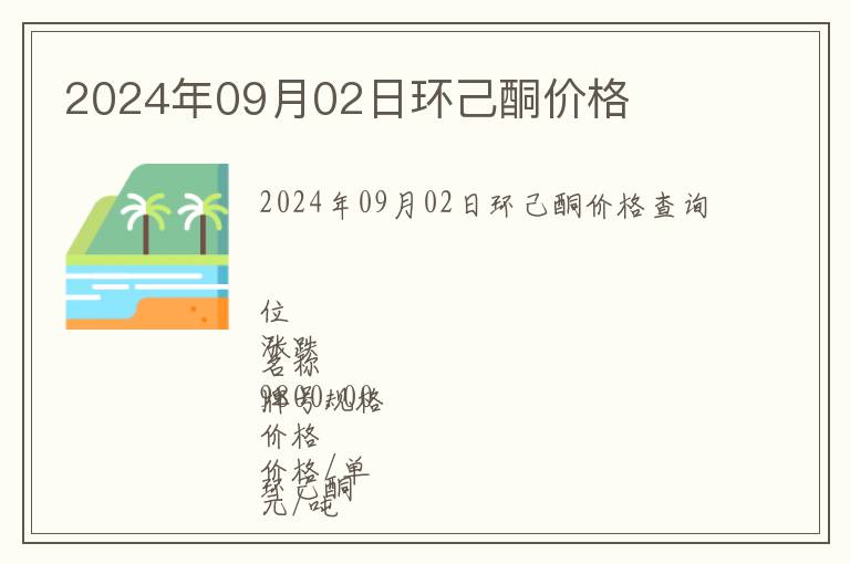 2024年09月02日環己酮價格