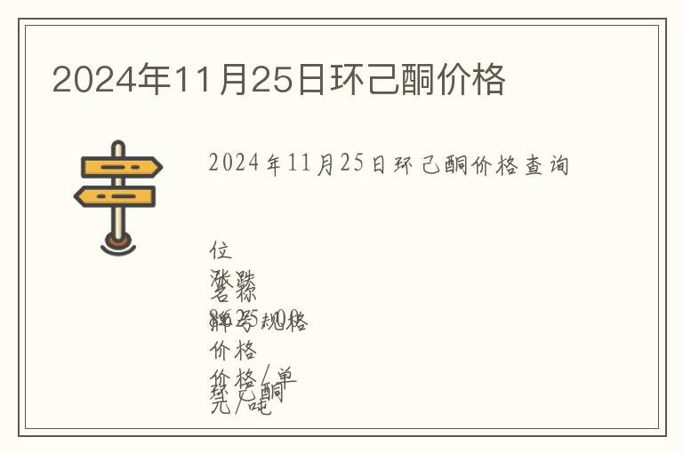 2024年11月25日環己酮價格