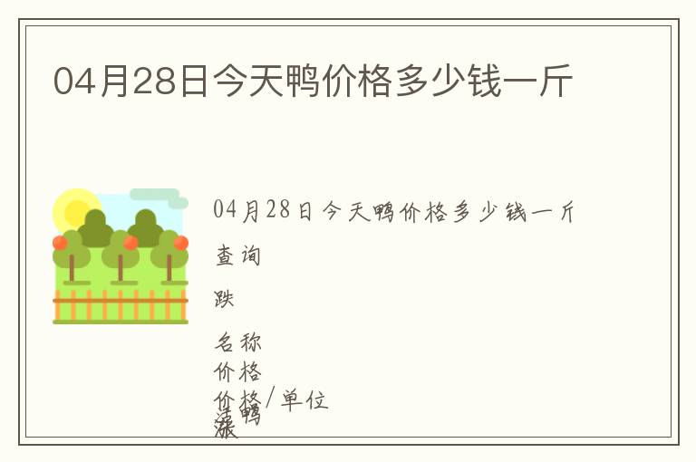 04月28日今天鴨價格多少錢一斤