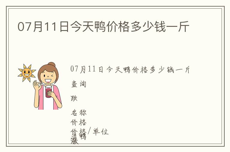 07月11日今天鴨價格多少錢一斤