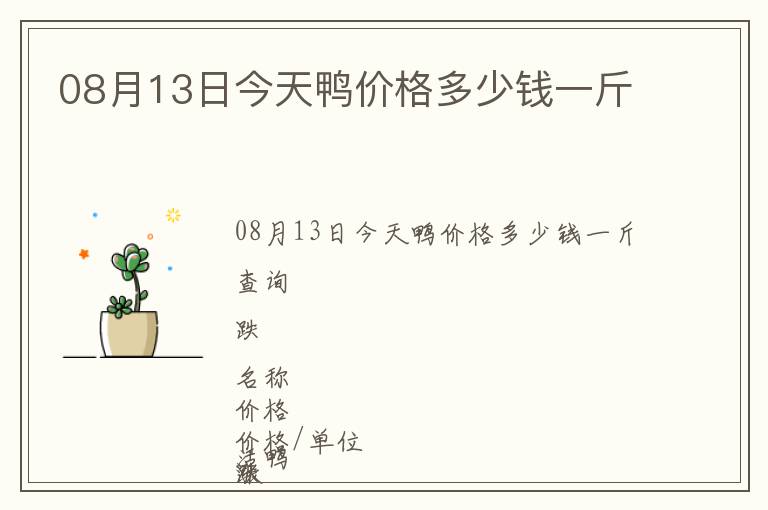 08月13日今天鴨價格多少錢一斤