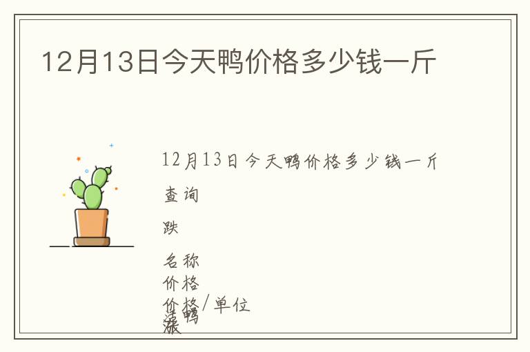 12月13日今天鴨價(jià)格多少錢一斤