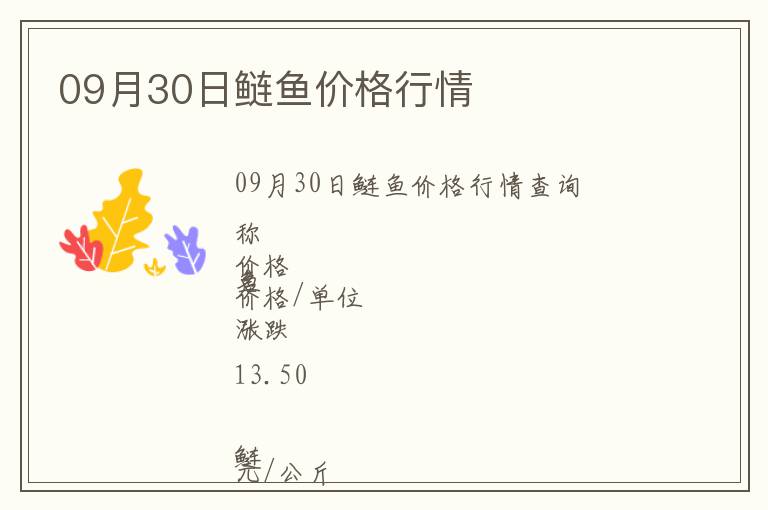 09月30日鰱魚價格行情