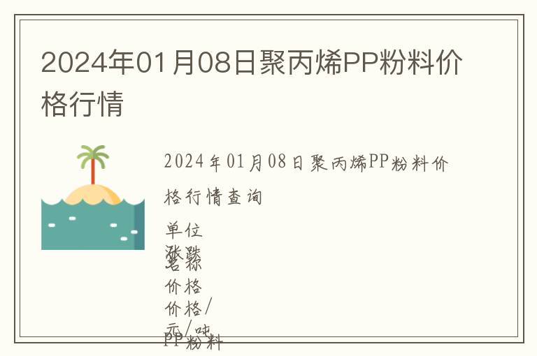 2024年01月08日聚丙烯PP粉料價格行情