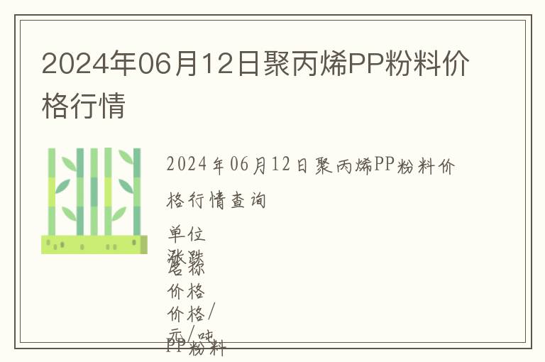 2024年06月12日聚丙烯PP粉料價(jià)格行情