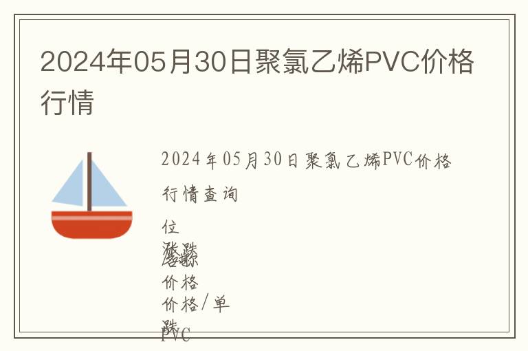 2024年05月30日聚氯乙烯PVC價(jià)格行情