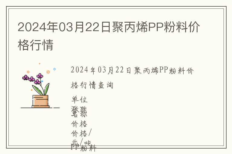 2024年03月22日聚丙烯PP粉料價(jià)格行情