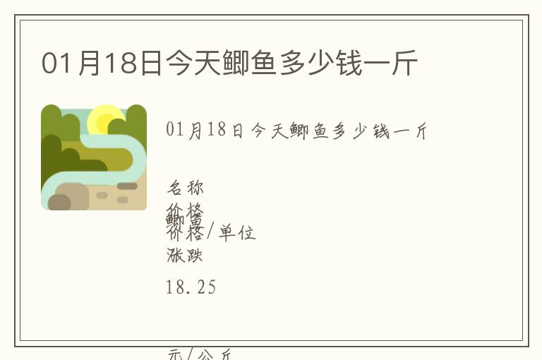 01月18日今天鯽魚多少錢一斤