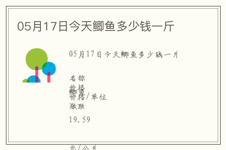 05月17日今天鯽魚多少錢一斤