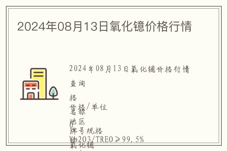 2024年08月13日氧化鐿價(jià)格行情