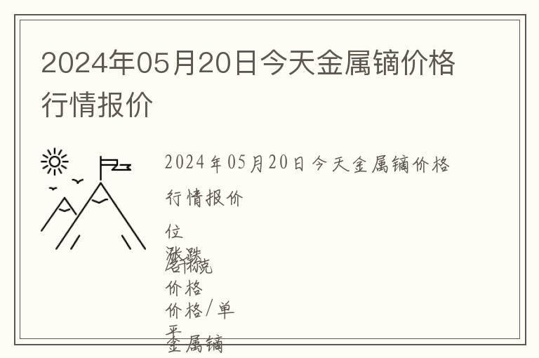 2024年05月20日今天金屬鏑價格行情報價