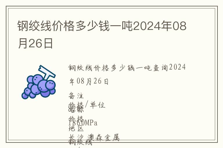 鋼絞線價格多少錢一噸2024年08月26日