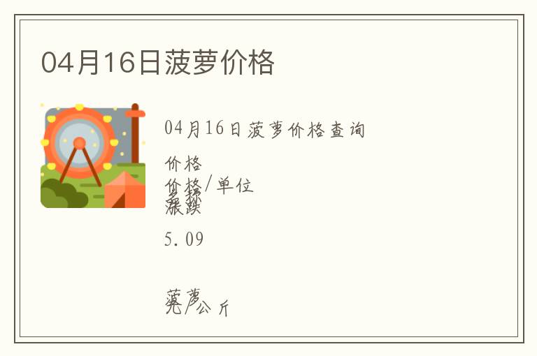 04月16日菠蘿價格
