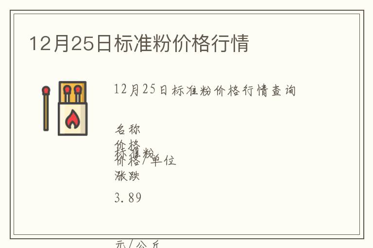 12月25日標(biāo)準(zhǔn)粉價(jià)格行情