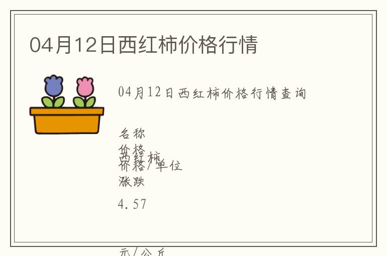 04月12日西紅柿價(jià)格行情