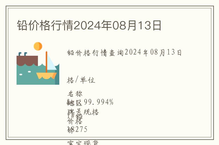 鉛價(jià)格行情2024年08月13日