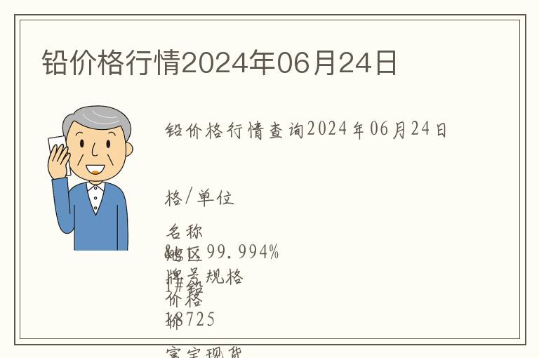 鉛價(jià)格行情2024年06月24日
