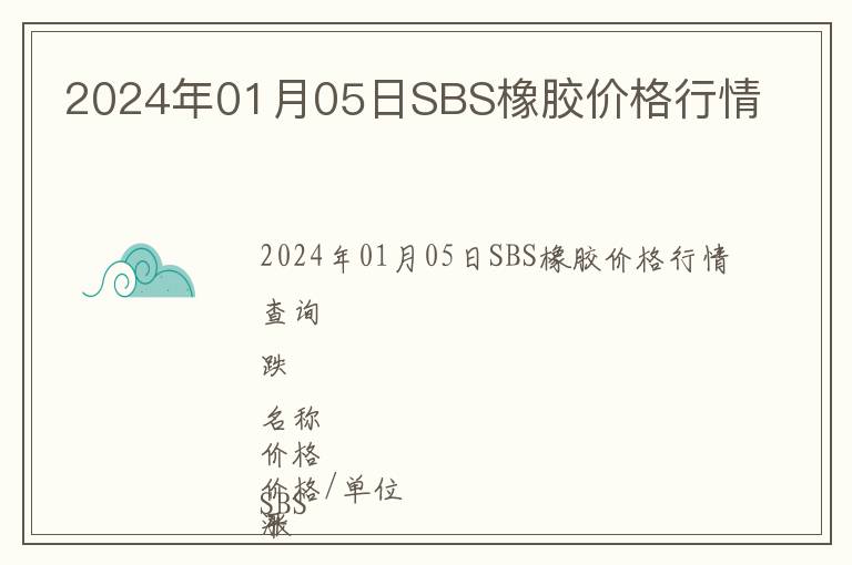 2024年01月05日SBS橡膠價格行情