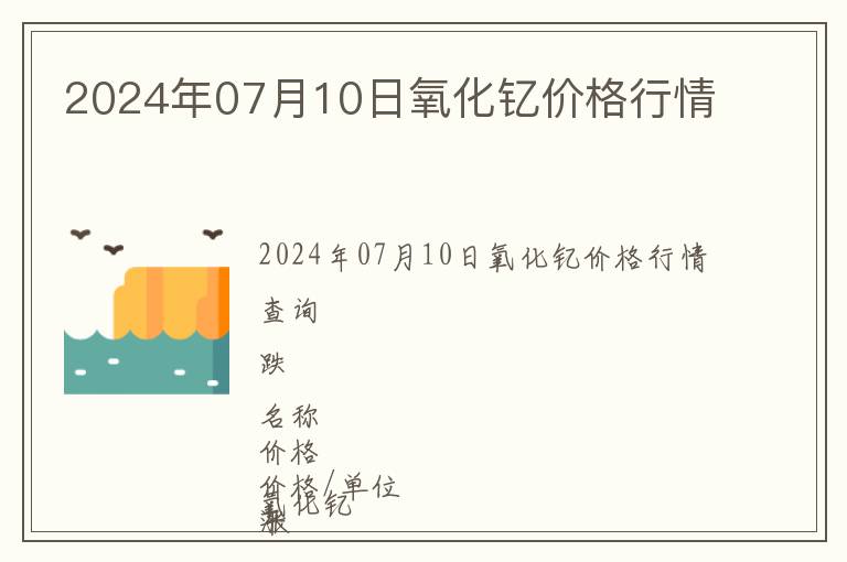 2024年07月10日氧化釔價格行情