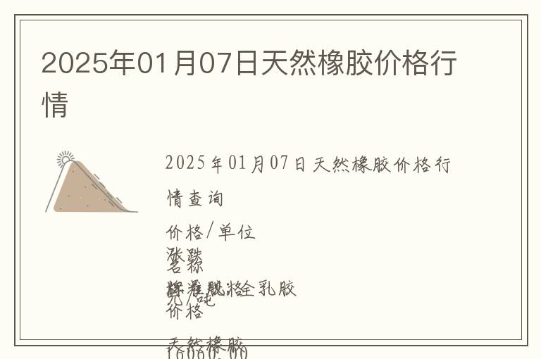 2025年01月07日天然橡膠價(jià)格行情