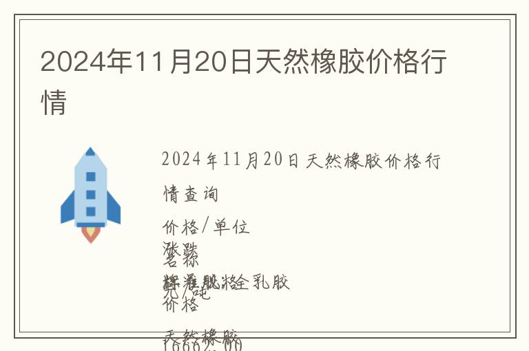 2024年11月20日天然橡膠價格行情