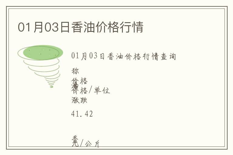 01月03日香油價格行情