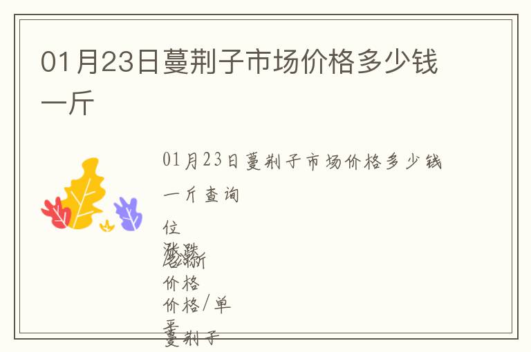 01月23日蔓荊子市場(chǎng)價(jià)格多少錢一斤