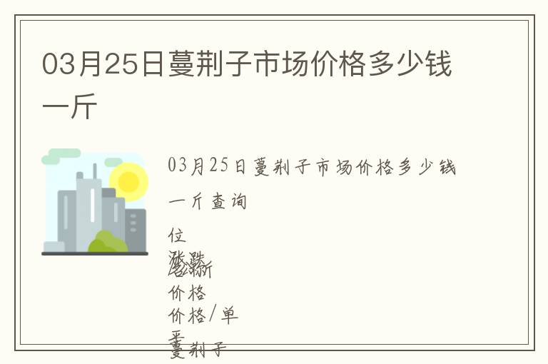 03月25日蔓荊子市場(chǎng)價(jià)格多少錢(qián)一斤