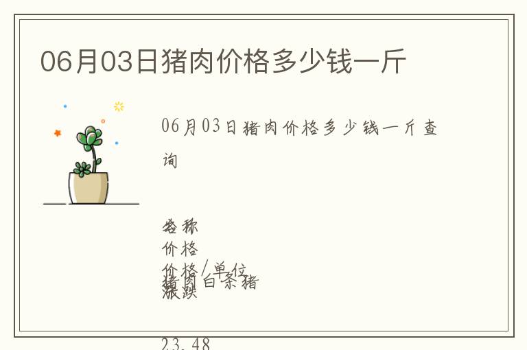 06月03日豬肉價格多少錢一斤