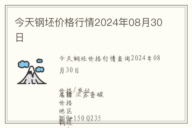 今天鋼坯價格行情2024年08月30日