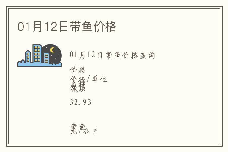 01月12日帶魚價(jià)格