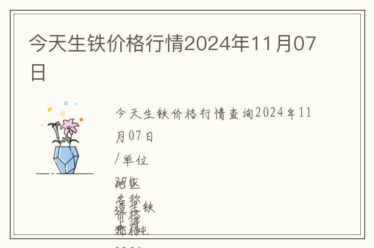 今天生鐵價(jià)格行情2024年11月07日