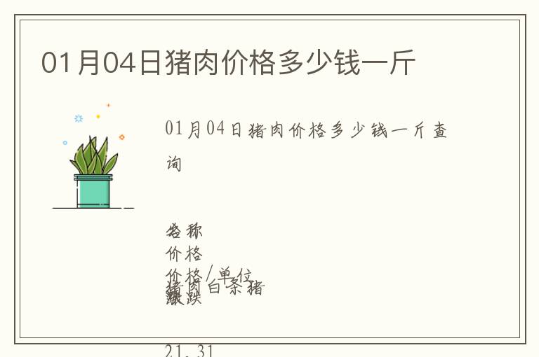 01月04日豬肉價(jià)格多少錢一斤