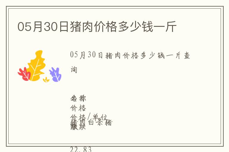 05月30日豬肉價(jià)格多少錢一斤