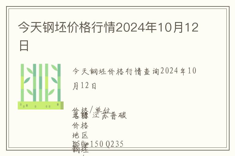 今天鋼坯價格行情2024年10月12日