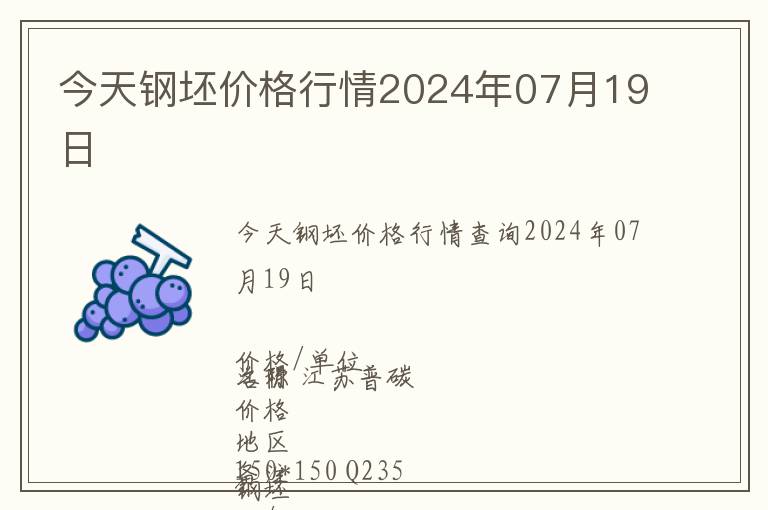 今天鋼坯價格行情2024年07月19日