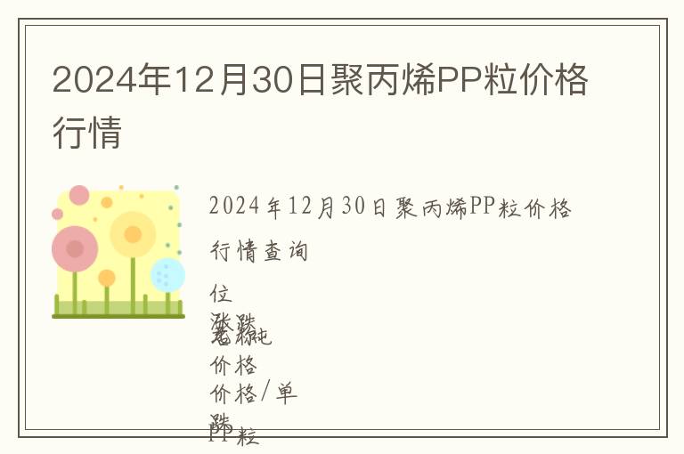 2024年12月30日聚丙烯PP粒價格行情