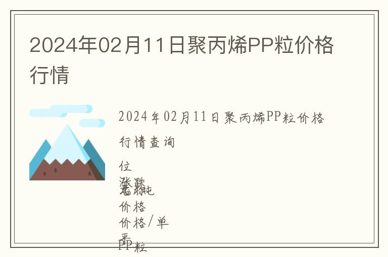 2024年02月11日聚丙烯PP粒價(jià)格行情