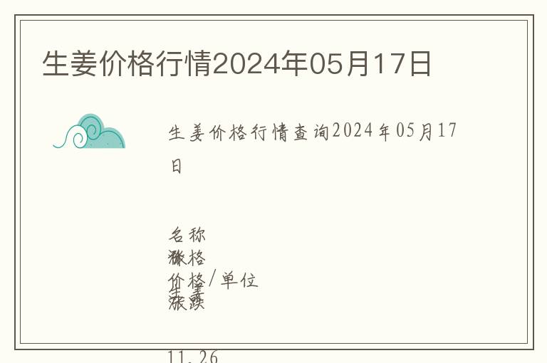生姜價(jià)格行情2024年05月17日