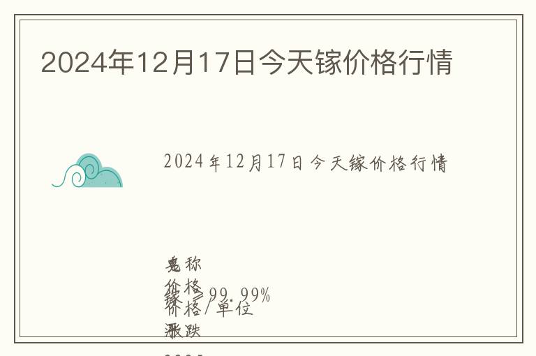 2024年12月17日今天鎵價格行情