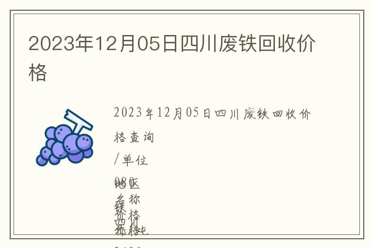 2023年12月05日四川廢鐵回收價(jià)格