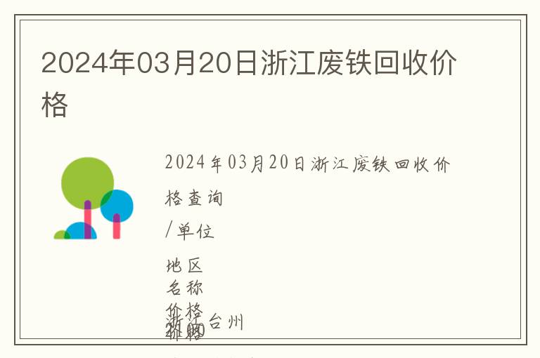 2024年03月20日浙江廢鐵回收價格