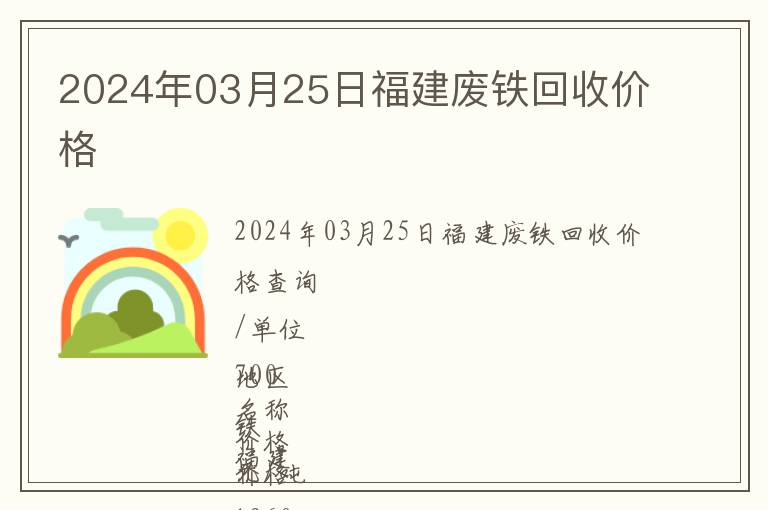 2024年03月25日福建廢鐵回收價格