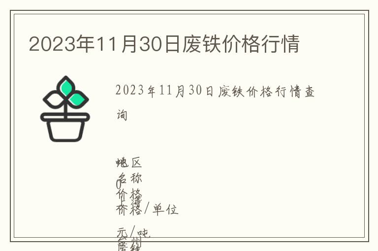 2023年11月30日廢鐵價(jià)格行情