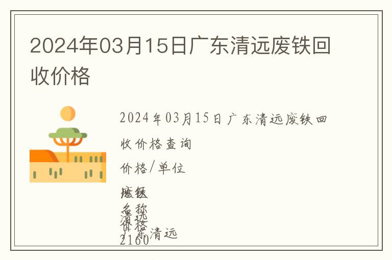 2024年03月15日廣東清遠廢鐵回收價格