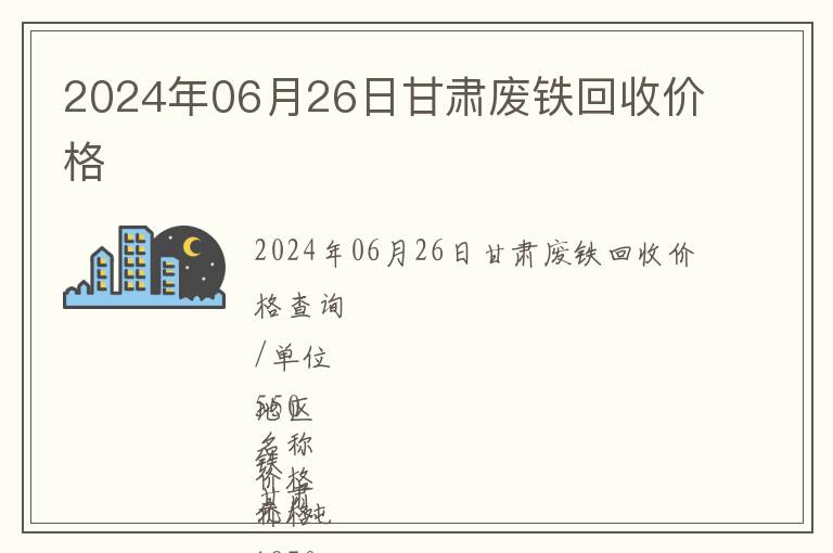 2024年06月26日甘肅廢鐵回收價(jià)格