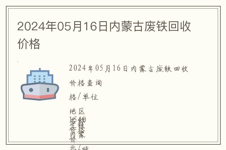 2024年05月16日內蒙古廢鐵回收價格