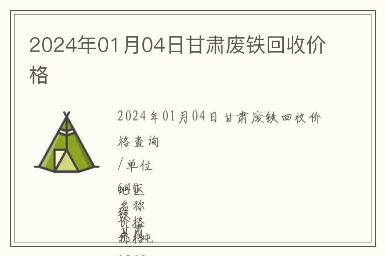 2024年01月04日甘肅廢鐵回收價格